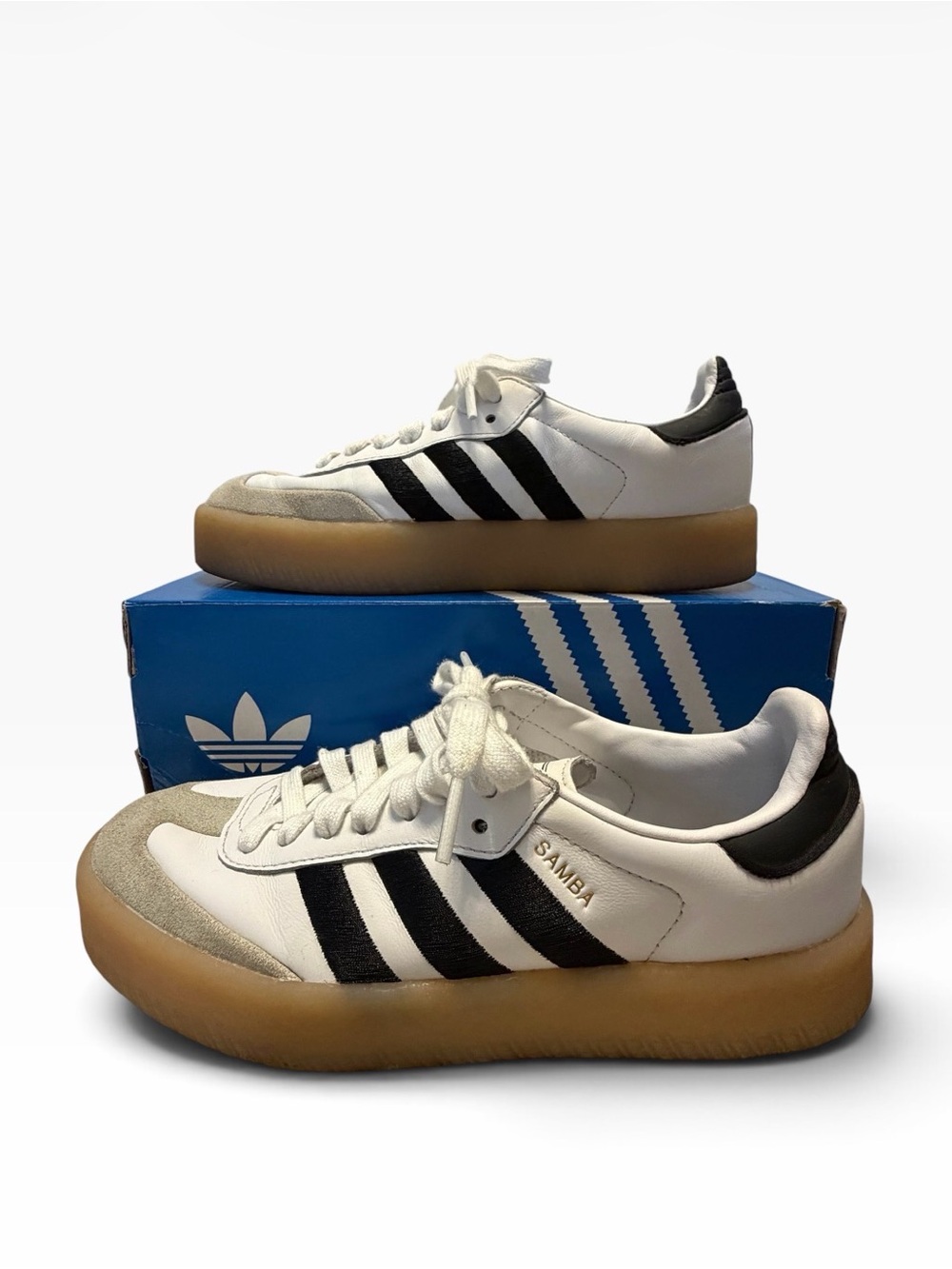 adidas Samba Sneakers in White, Black and Gum - Picture 4 of 9